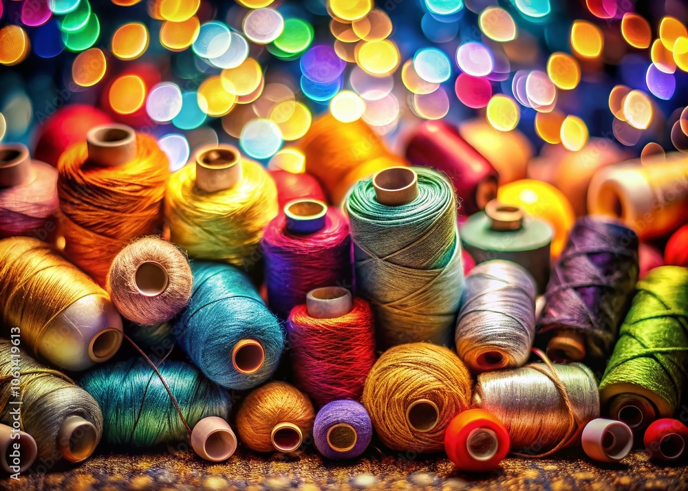 Poster harmonious tapestry of threads in vibrant colors and shapes