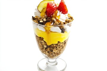 Delicious Dessert Parfait with Fruit and Granola