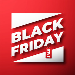 Black Friday Paper Cut With Red And White Color Theme