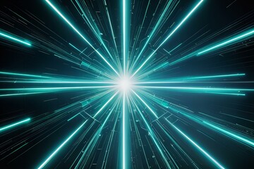 Elegant Picture Abstract artwork with bird feathers, neon grid, futuristic matrix.