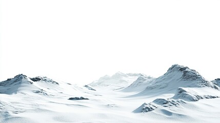 Snowy Mountain Range with Clear Sky and White Background