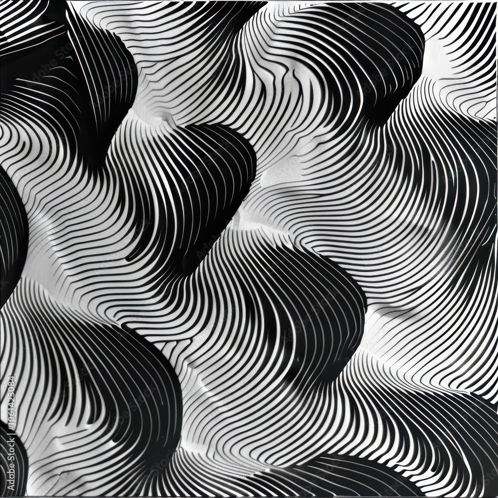 Poster dynamic black and white linear pattern design