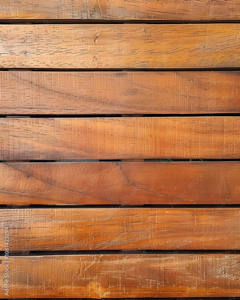 Poster a close-up view of polished wooden planks arranged in a horizontal pattern.