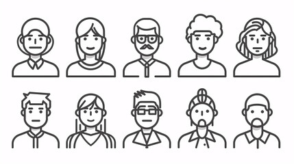 A set of people line icons representing human figures, teams, and individual persons.