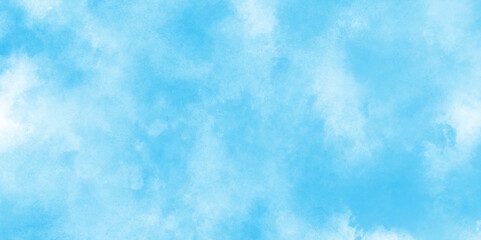 Vibrant clear blue sky with puffy and blurry natural clear clouds, Abstract blue watercolor painted sky background by teal color blue, Abstract blue color clouds background.