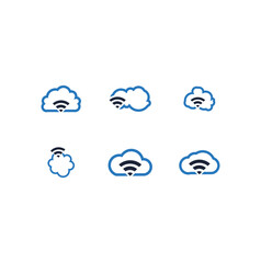 Server network connection cloud logo symbol. Vector illustration.