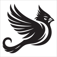 silhouette of a cardinal on white, Sketch of northern cardinal or redbird vector icon, Set of Cardinal Birds Silhouette, Northern cardinal