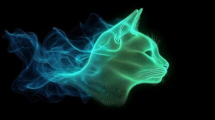 Obraz premium Futuristic Cat Profile with Light Trails and Glow Effects