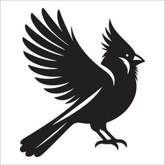 silhouette of a cardinal on white, Sketch of northern cardinal or redbird vector icon, Set of Cardinal Birds Silhouette, Northern cardinal