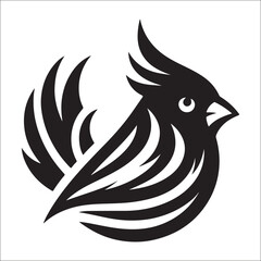 silhouette of a cardinal on white, Sketch of northern cardinal or redbird vector icon, Set of Cardinal Birds Silhouette, Northern cardinal