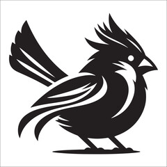 Fototapeta premium silhouette of a cardinal on white, Sketch of northern cardinal or redbird vector icon, Set of Cardinal Birds Silhouette, Northern cardinal
