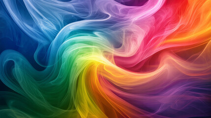 Fototapeta premium Colorful smoke swirls in waves, with different colors mixing and blending. It looks like a chaotic dance of color and movement, giving a sense of energy and motion.