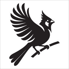 silhouette of a cardinal on white, Sketch of northern cardinal or redbird vector icon, Set of Cardinal Birds Silhouette, Northern cardinal