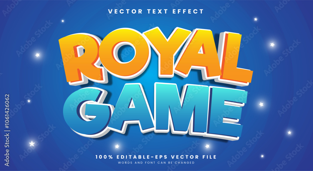 Poster royal game 3d editable vector text effect template