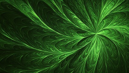 A vibrant green fractal design, showcasing intricate patterns and flowing shapes, ideal for backgrounds or digital art.