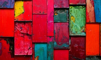 Abstract Digital Art with Colorful Squares and Rectangles in Grid Pattern