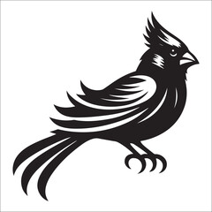 silhouette of a cardinal on white, Sketch of northern cardinal or redbird vector icon, Set of Cardinal Birds Silhouette, Northern cardinal