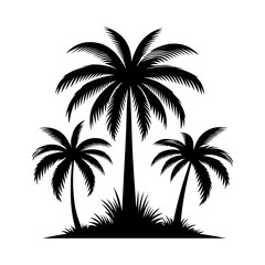 Palm tree silhouette, Tropical tree svg, tropical coconut, palm tree silhouette illustration