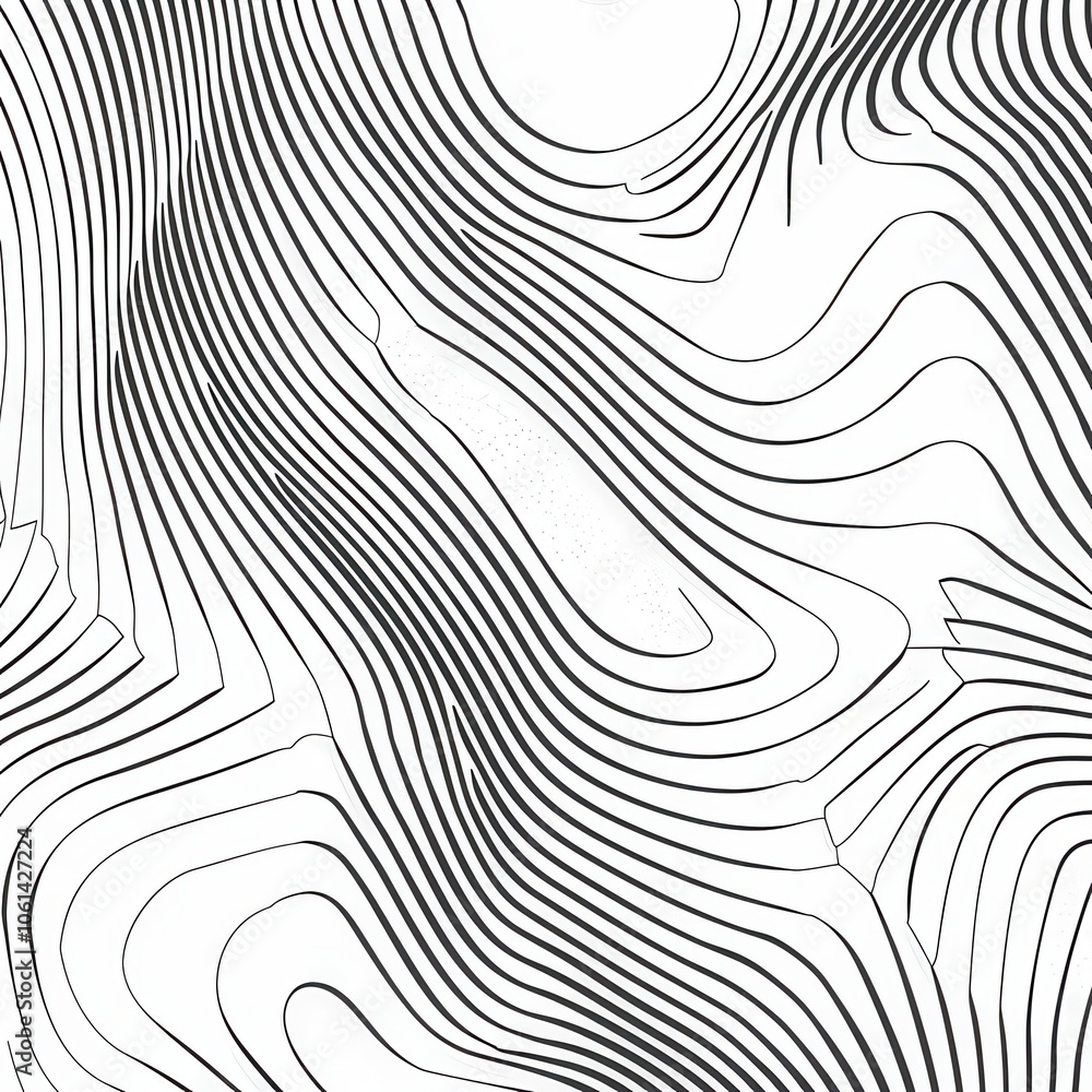 Poster minimalistic wavy line pattern on white background