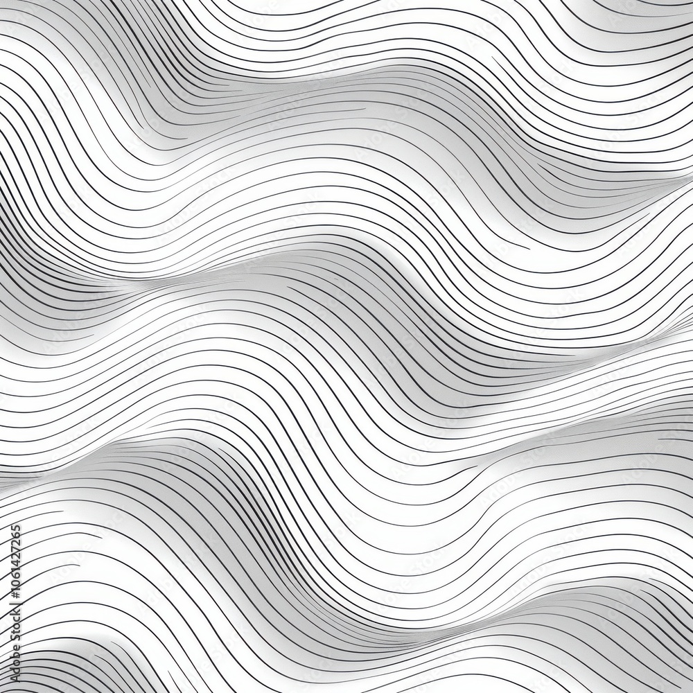 Poster minimalistic wavy lines pattern on white background