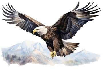 Fototapeta premium Eagle flying watercolor animal bird beak.