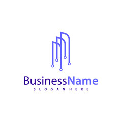 Modern Tech City logo design vector illustration, Creative Tech Modern Building logo concepts