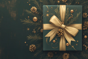A festive image featuring an empty gift box on the left side, perfect for adding a personal touch with a Christmas greeting or New Year message.