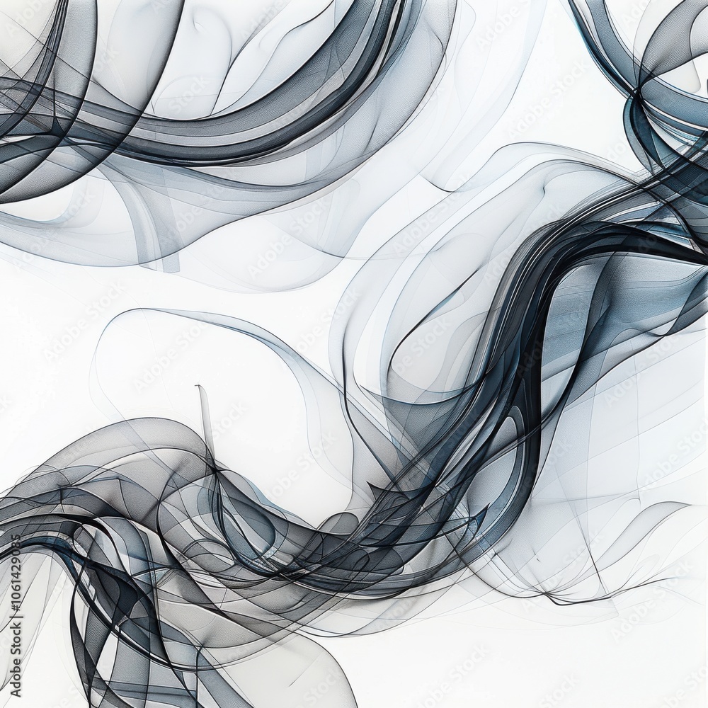 Poster flowing abstract lines in motion on white background