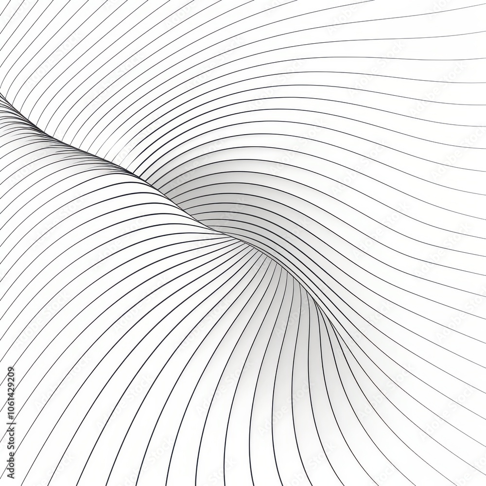 Poster minimalistic curved line pattern on white background