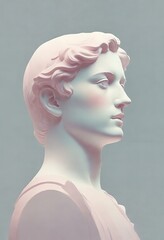 Featuring Roman athlete statue on a white background