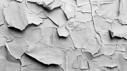 White recycled paper background with a gray texture. Old, worn newspaper page or vignette. Rough, creased letter pattern. Hardboard with space for writing.