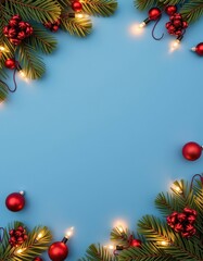 christmas background with branches and balls