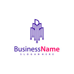 Modern Tech City logo design vector illustration, Creative Tech Modern Building logo concepts