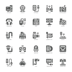 Hardware Stuff icon pack for your website, mobile, presentation, and logo design. Hardware Stuff icon glyph design. Vector graphics illustration and editable stroke.