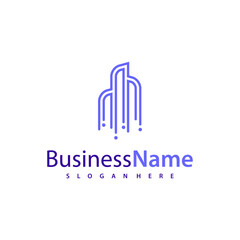 Modern Tech City logo design vector illustration, Creative Tech Modern Building logo concepts