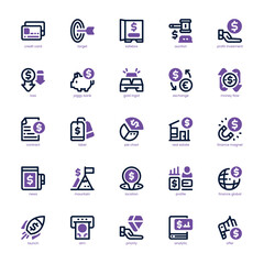 Business Investment icon pack for your website, mobile, presentation, and logo design. Business Investment icon dual tone design. Vector graphics illustration and editable stroke.