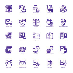 Online Shopping icon pack for your website, mobile, presentation, and logo design. Online Shopping icon basic line gradient design. Vector graphics illustration and editable stroke.