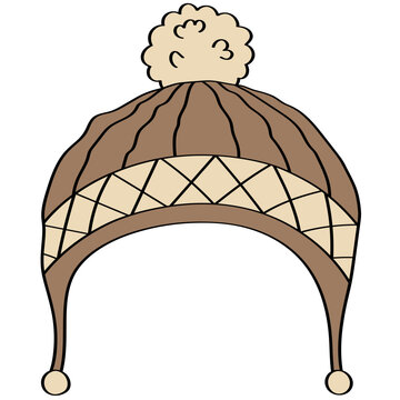 brown winter hat with pompom clip art preview