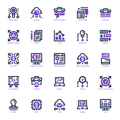 Business Intelligent icon pack for your website, mobile, presentation, and logo design. Business Intelligent icon dual tone design. Vector graphics illustration and editable stroke.