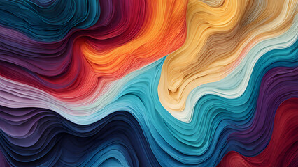 Fototapeta premium A colorful abstract painting with a wave-like pattern