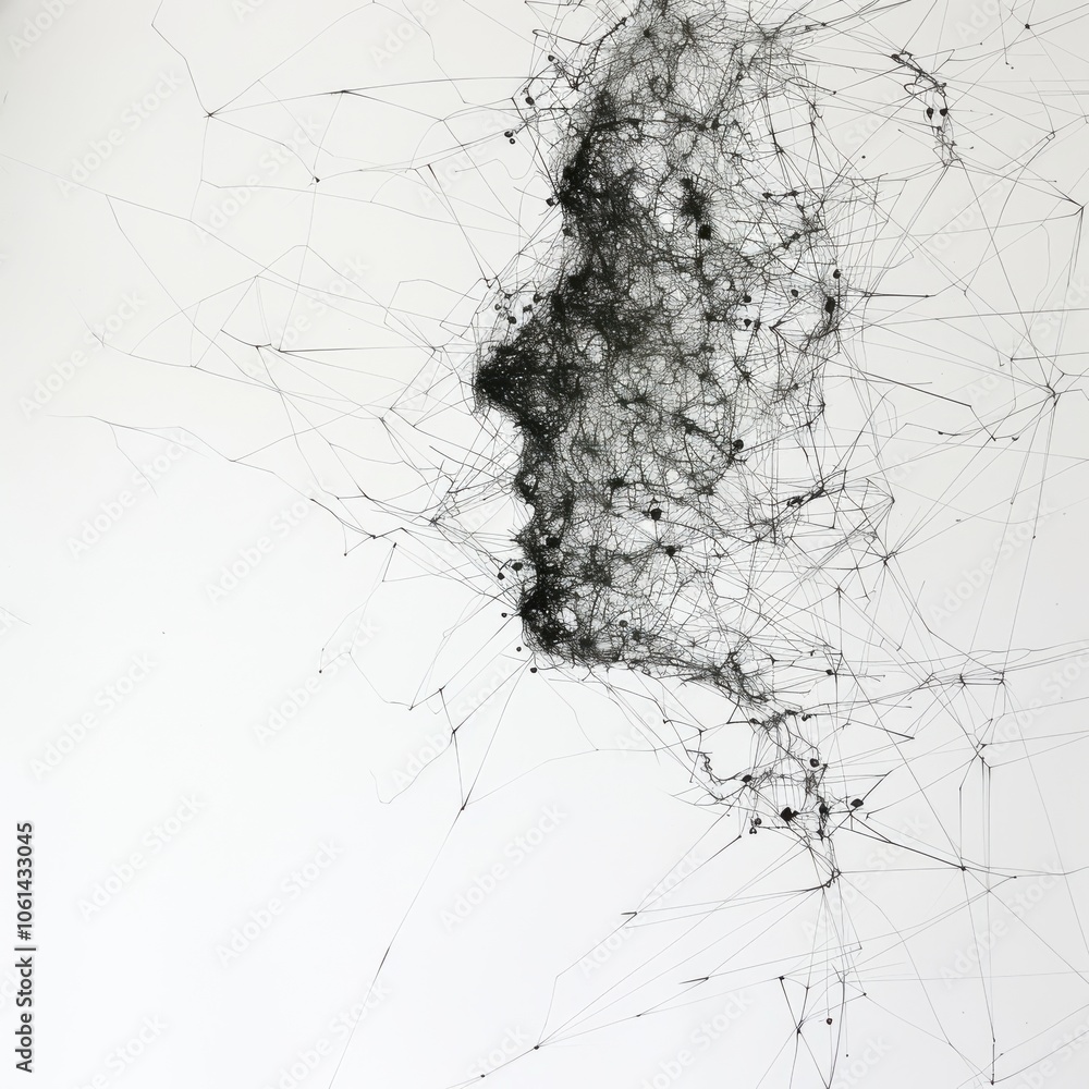 Poster delicate and complex network of lines on white background