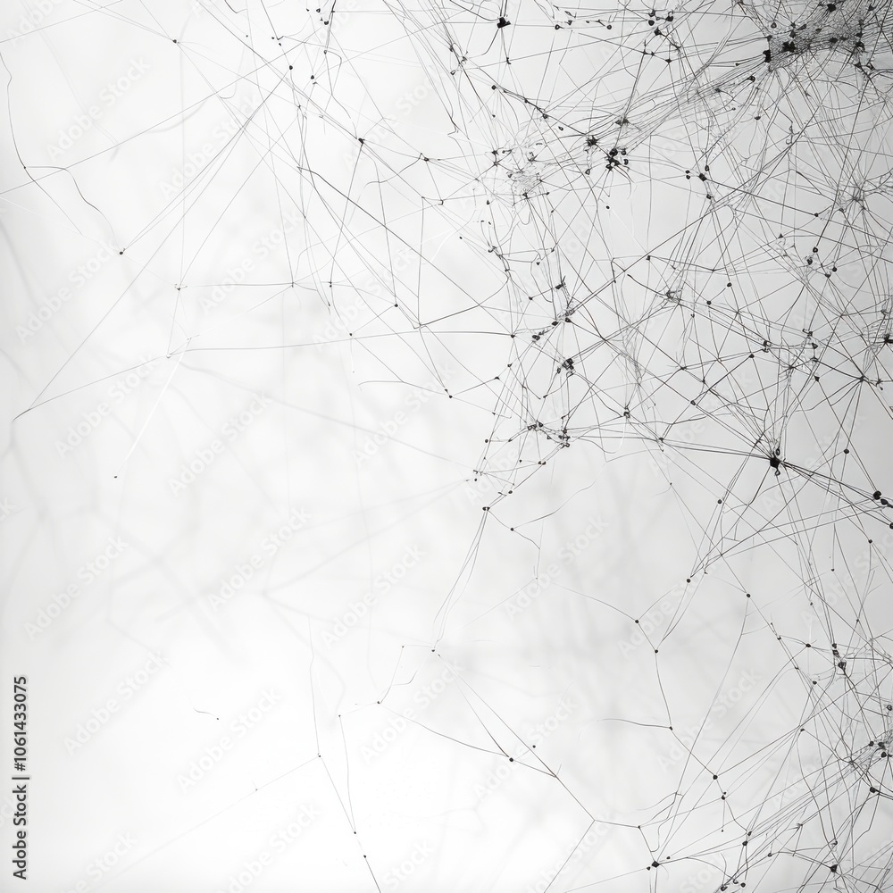 Poster delicate network of complex lines on white background