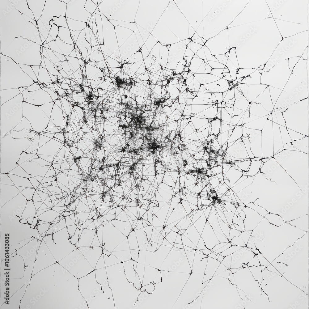 Poster delicate complex network of lines on white background