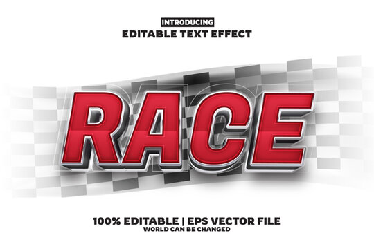 Race editable text effect in modern trend style