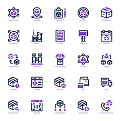 Supply Chain icon pack for your website, mobile, presentation, and logo design. Supply Chain icon dual tone design. Vector graphics illustration and editable stroke.