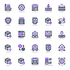 Supply Chain icon pack for your website, mobile, presentation, and logo design. Supply Chain icon dual tone design. Vector graphics illustration and editable stroke.