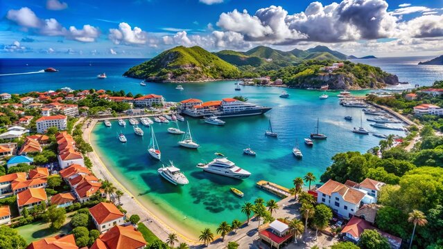 Luxurious Drone Photography of Expensive Toys in St. Barth - Stunning Aerial Views of Yachts, Sports Cars, and Lavish Lifestyle in a Tropical Paradise