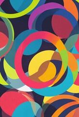 Fototapeta premium Overlapping circles in varying sizes and bright colors.