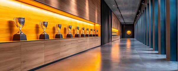 Trophy Wall in Modern Building.