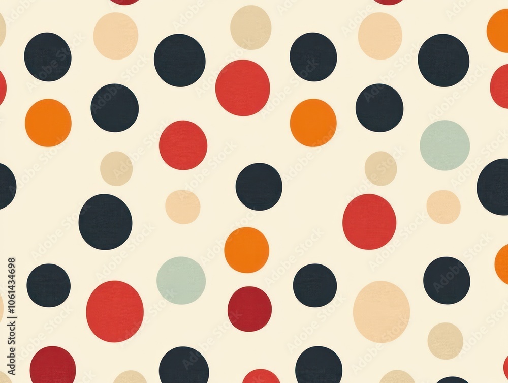 Poster a pattern featuring various colored circles on a light background.